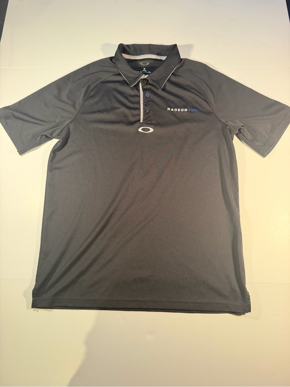 Oakley Black Short-Sleeve Polo with Radeon Pro Logo